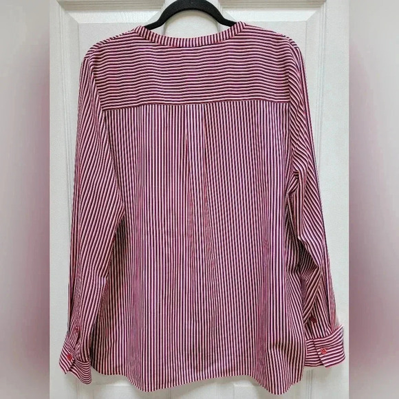 Cabi Franklin Striped Popover Long Sleeve V Neck Blouse Size XL - Picture 2 of 4